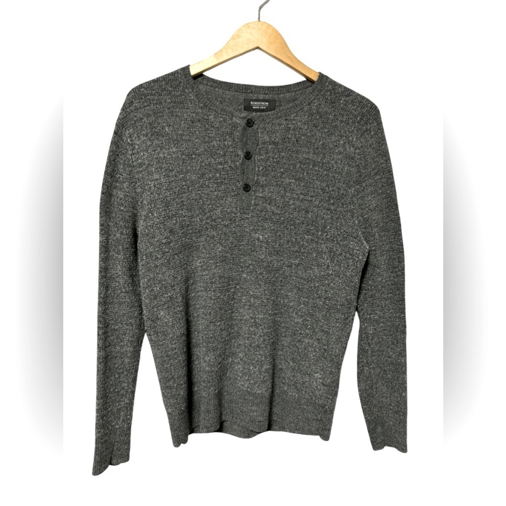 Nordstrom Men’s Shop Wool Blend  Sweater Men’s Size Medium Gray Henley crew neck